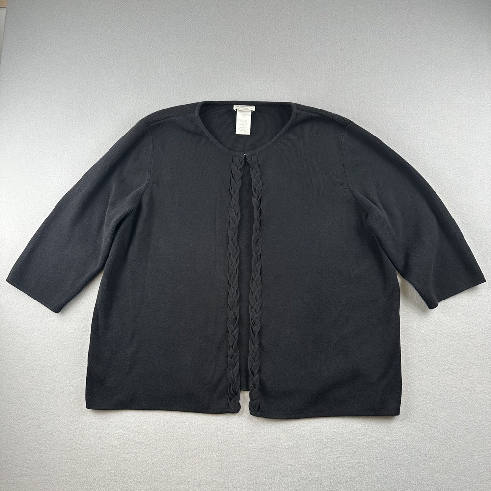 Designers Originals Sweater Women's 2X Black Open Front 100%‎ Cotton